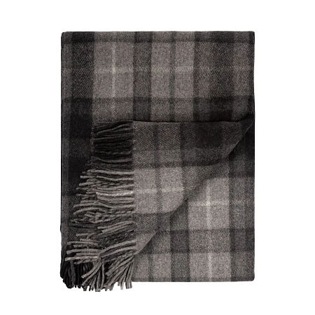 Highland Wool Blend Tartan Blanket Buchanan Grey