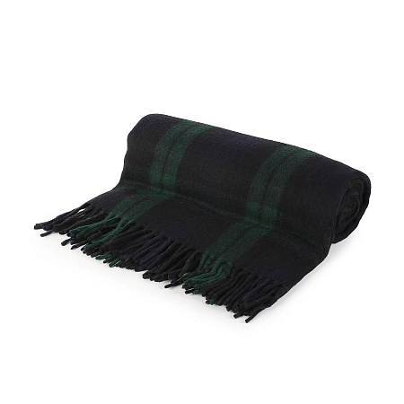 Highland Wool Blend Tartan Blanket Black Watch