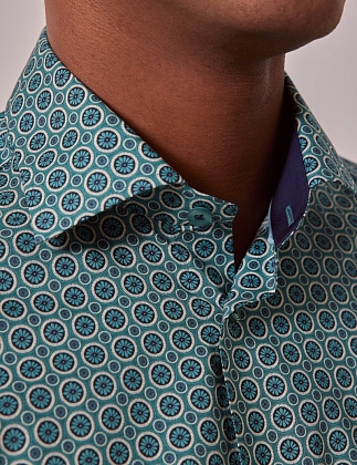 5Картинка Мужская рубашка Hawes & Curtis Brandon Green & Cream Geometric Slim Shirt