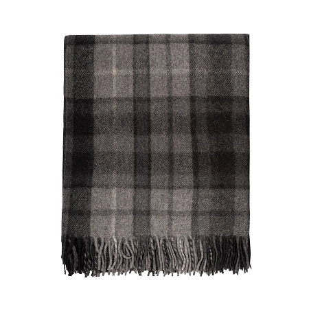 Highland Wool Blend Tartan Blanket Buchanan Grey