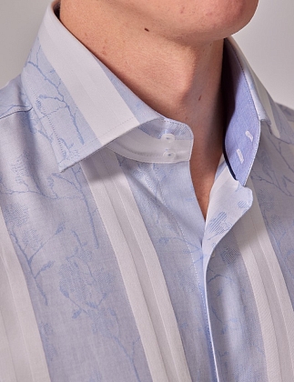 5Картинка Мужская рубашка Hawes & Curtis Brandon Navy & White Floral Slim Diamond Weave Shirt - Mid-Collar