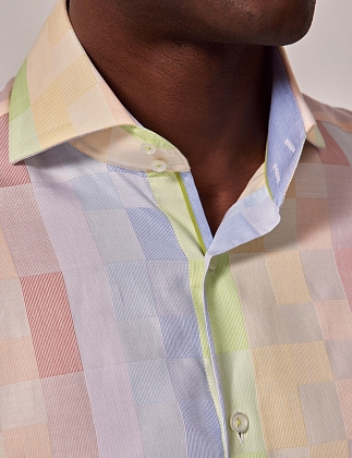 5Картинка Мужская рубашка Hawes & Curtis Brandon Blue & Yellow Multi Check Slim Shirt-High Collar
