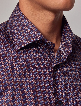 5Картинка Мужская рубашка Hawes & Curtis Piccadilly Burgundy & Blue Micro-Chain Slim Shirt