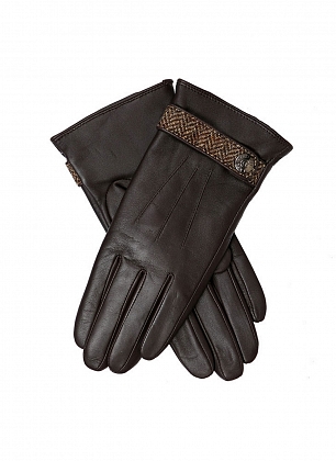 1Картинка Dents Women's Wool Lined Leather Gloves with Abraham Moon Tweed Detail