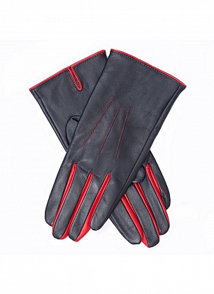 1Картинка Dents Women's Leather Gloves with Contrasting Forchettes