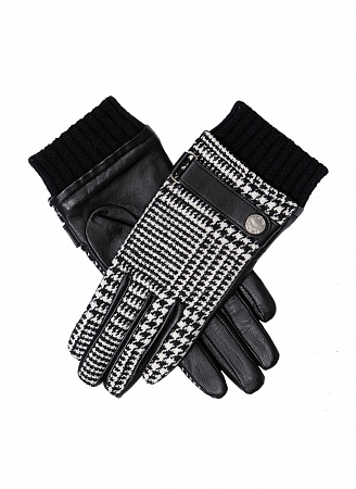 Dents Women's Houndstooth & Leather Gloves