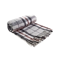 Highland Wool Blend Tartan Blanket Thomson Grey