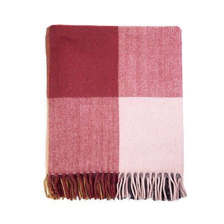 Herritage of Scotland Block Check Herringbone Blanket Light Spice